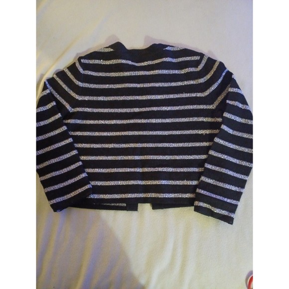 Jones New York Signature Womens Cardigan Black Silver Striped Sweater Medium - Picture 8 of 8